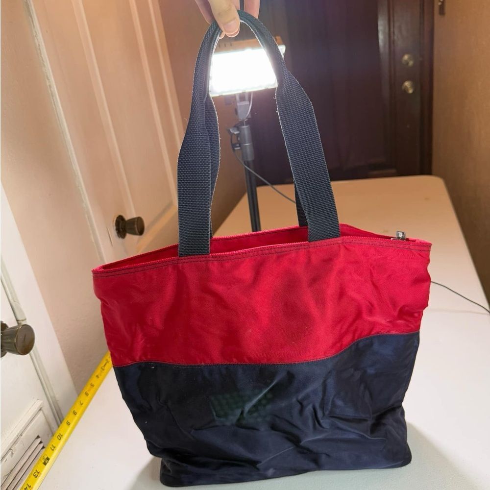 Polo Sport Ralph Lauren Vintage Spell Out Colorblock Navy Red Nylon Tote - Picture 8 of 16